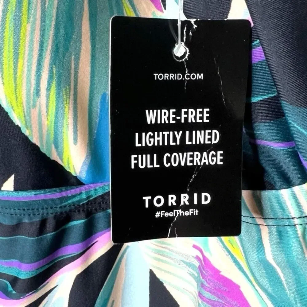 Torrid Tropical Floral Mesh Inset One Piece Swimsuit NWT - Picture 7 of 14